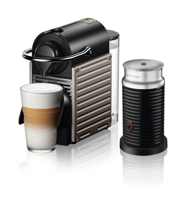 KRUPS PIXIE & AEROCCINO XN305T40 POD COFFEE MACHINE / TITAN