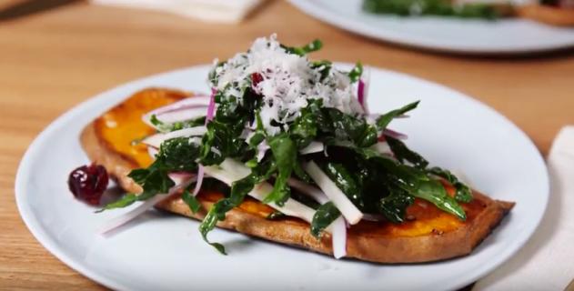 KRUPS Sweet Potato Kale Toast Open Face Sandwich KRUPS Sweet Potato Kale Toast Open Face Sandwich